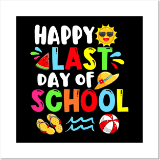 Happy Last Day Of School Summer Time Cute Sun Students Funny Posters and Art